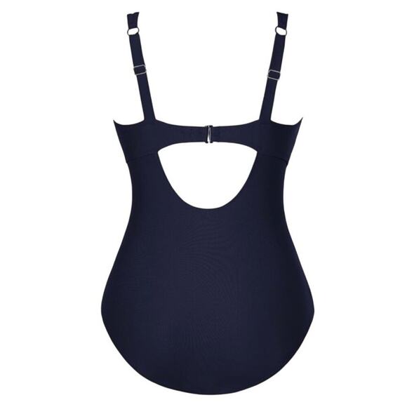 CUPSHE Plus Size 1X Navy Blue V-Neck One Piece Swimsuit Tummy Control Women - Picture 5 of 9